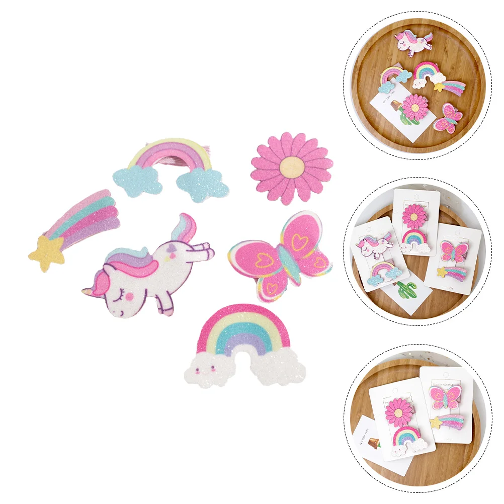 

6pcs Kids Girls Glitter Hair Clips Cartoon Children Hairpin Side Clip