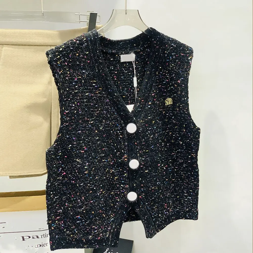 

Women Top Design Sense Colorful V-neck Short Knitted Vest Women's 2023 Early Autumn New Fashion Slim Fit Tank Top Clothes Women