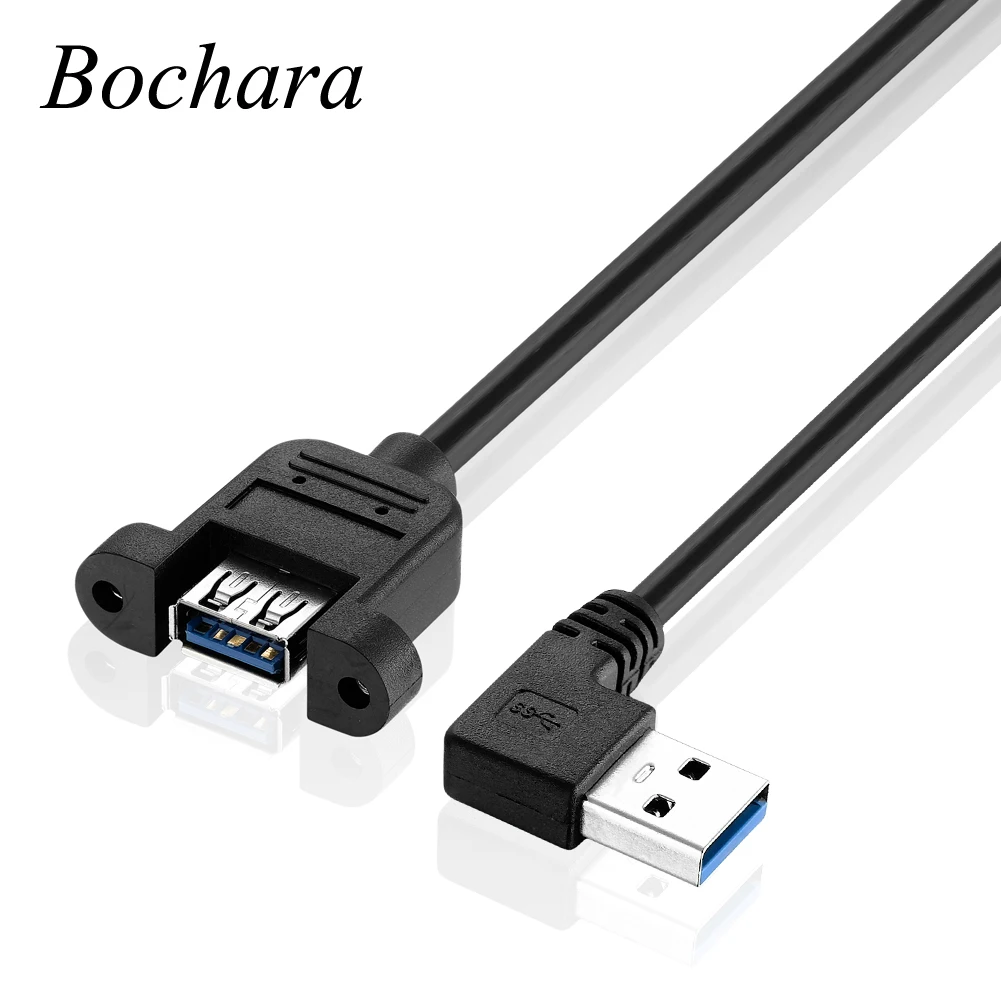 Bochara 90 градусов вправо USB3.0 Удлинительный кабель штекер-гнездо M/F экранированный с