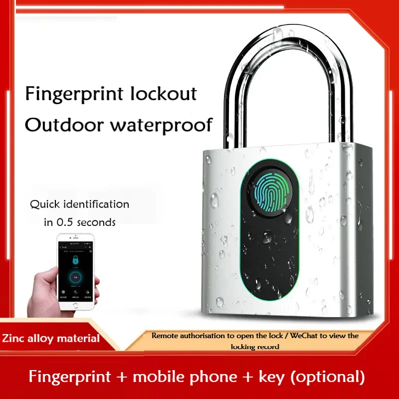 

ES304 Waterproof Antirust Fingerprint Padlock Door Combination Lock Rainproof Smart Electronic Lock Remote Combination Lock
