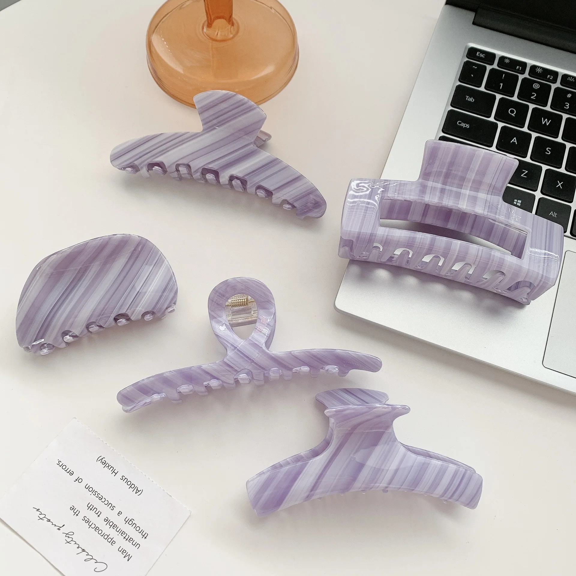 

New Korean Version Fashion Little Fresh Purple Stripe Girlish Hair Clips For Women