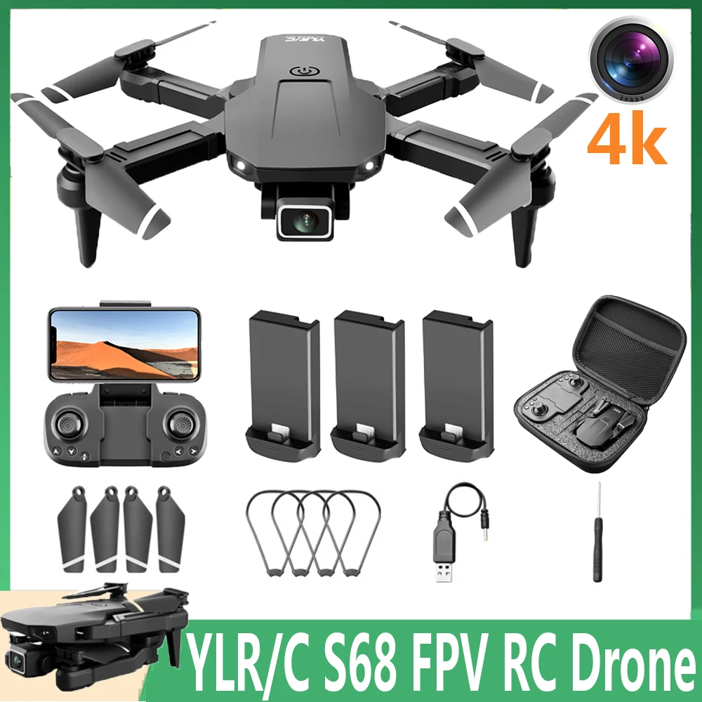

RC Drone 드론 дрон YLR/C S68 Headless Mode WiFi FPV 4K HD Mini Aircraft Altitude Hold 2.4GHz 4CH Foldable Helicopter Quadcopter