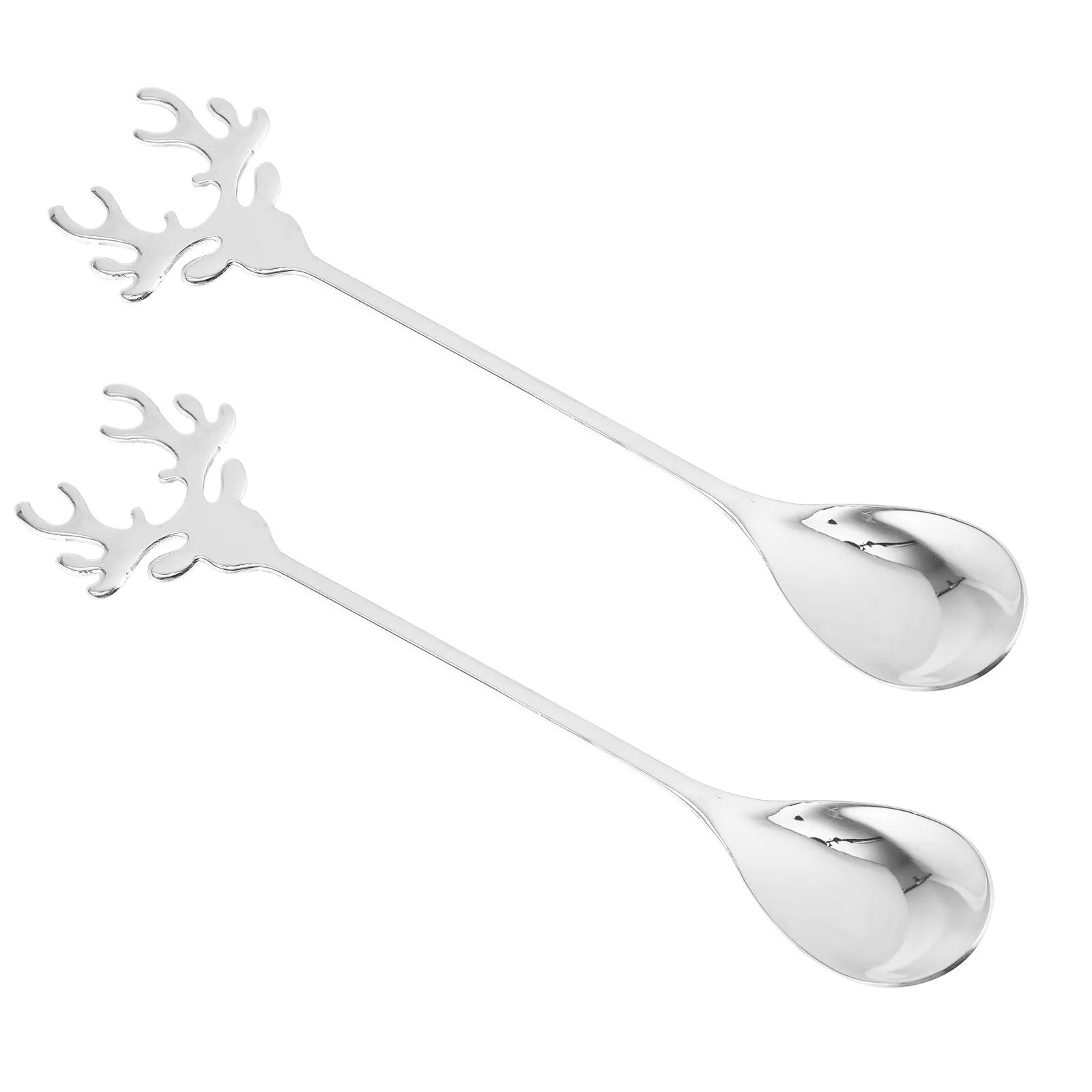

2pcs Christmas Mixing Spoons Stir Spoons Teaspoons Small Coffee Spoons Espresso Spoons Metal Sugar Spoon