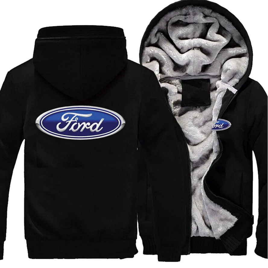 

New Winter Men’s Fashion Ford Car Logo Thicken Hoodie Jacket Casual Male Warm Fleeece Harajuku Hoody Coats