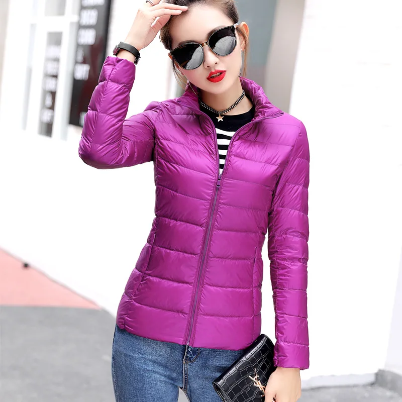 Light Duck Down Puffer Coat Women 2022 Autumn Coats Warm Duck Down Female Casual Jacket Stand Collar Pocket Lady Slim Jacket 3XL