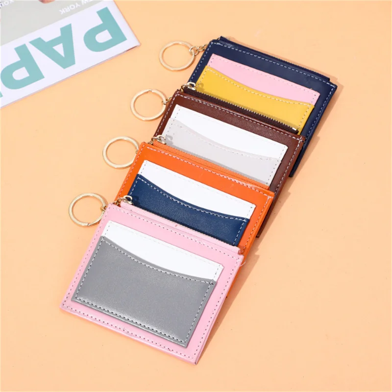 

1PC Fashionable PU Leather Women's Wallet Multi-Card Position Zipper Card Bag Keychain Small Wallet Lady Coin Purse Small Wallet