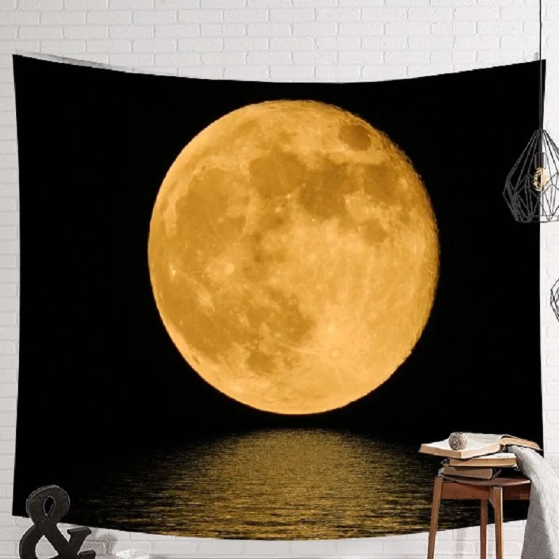 CAMMITEVER Black White Moon Tapestry Wall Hanging Throw Yoga Mat for Home Decor | Дом и сад