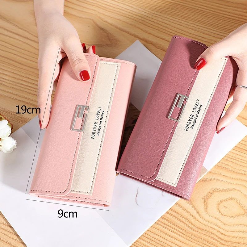 

Women's New Style Long Korean Style Wallet Simple Clutch Bag Tri-Fold Multi-Function Buckle Multi-Card Position Change Wallet