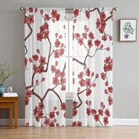 plum blossom flower white tulle sheer window curtains for living room the bedroom voile organza decorative curtains drapes