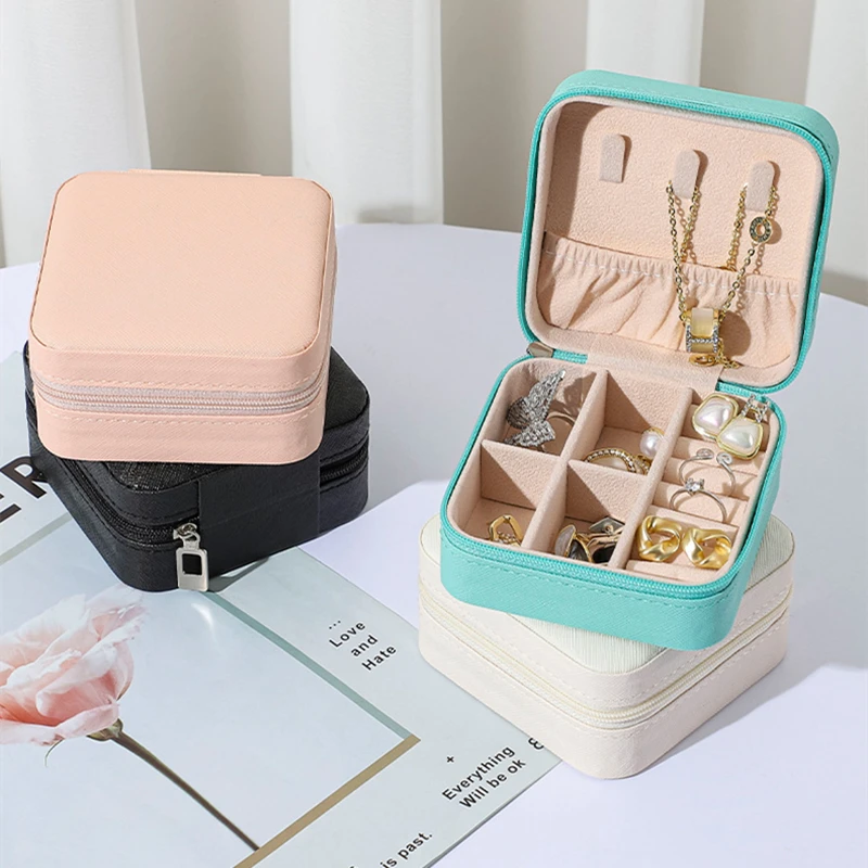 

New 1PC 9Colors Portable Mini Jewelry Box PU Leather Organizer for Jewelry Necklace Earrings Ring Locket Small Items Holder