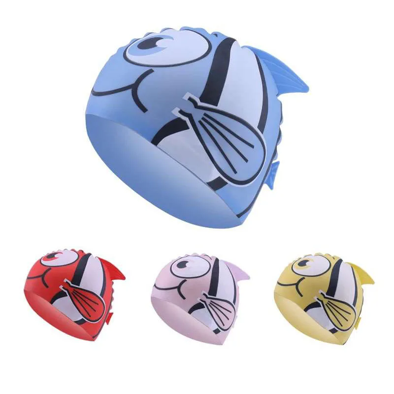 

Cartoon Swimming Cap Children Waterproof Animal Fish Print Kids Swim Caps Silicone Swimming Hat Swimming Accessories