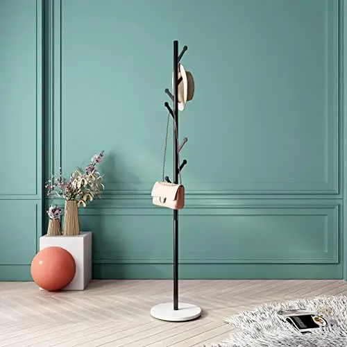 

Gold Coat Racks Freestanding Hall Coat Tree,Hat Racks with Marble Base & Coat Hanger with Umbrella for Entryway Hallway, Off Clo