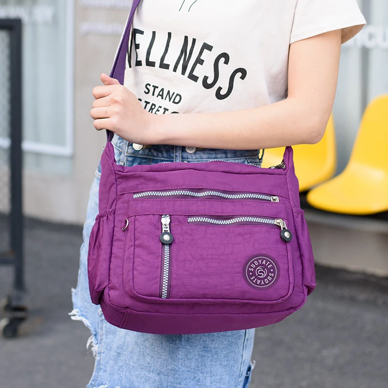 

High Quality Flowers Shoulder Bags Rural Style Waterproof Nylon Messenger Bags Large Capacity Lady's Cloth Crossbody Bag