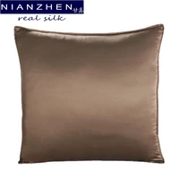 nianzhen real 100 silk pillowcase double face natural mulberry silk zipper closure solid pillow case cover square 5050cm 12015