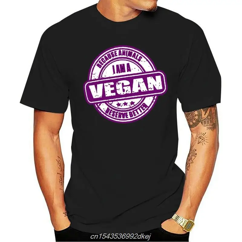

Distressed-grunge Look - I Am A Vegan Classic T-shirt Men T Shirt Men Women Cartoon Casual Short O-neck Broadcloth
