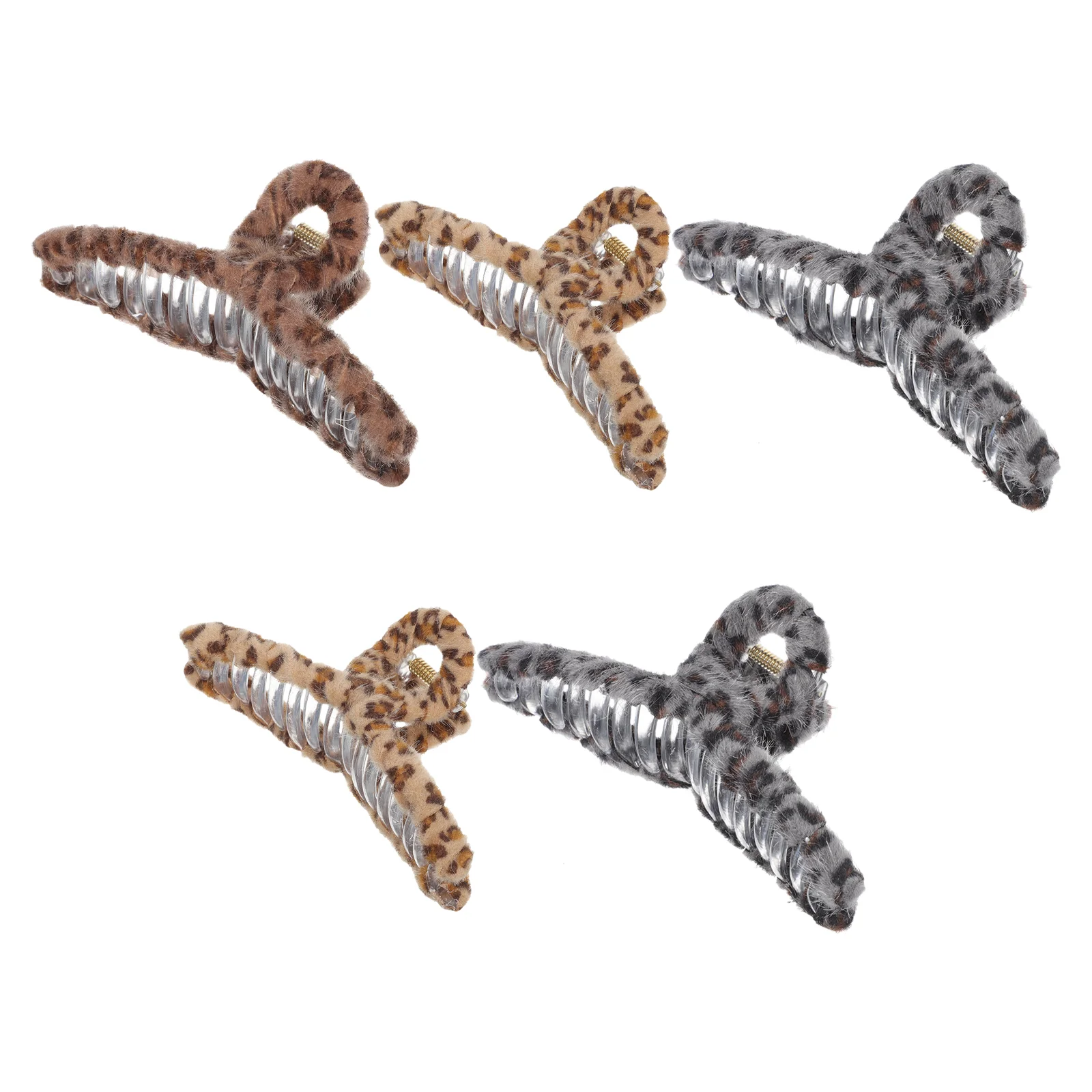 

5pcs Leopard Hair Claws Shark Hair Barrettes Plush Hair Claw Clips Hair Tie Tool