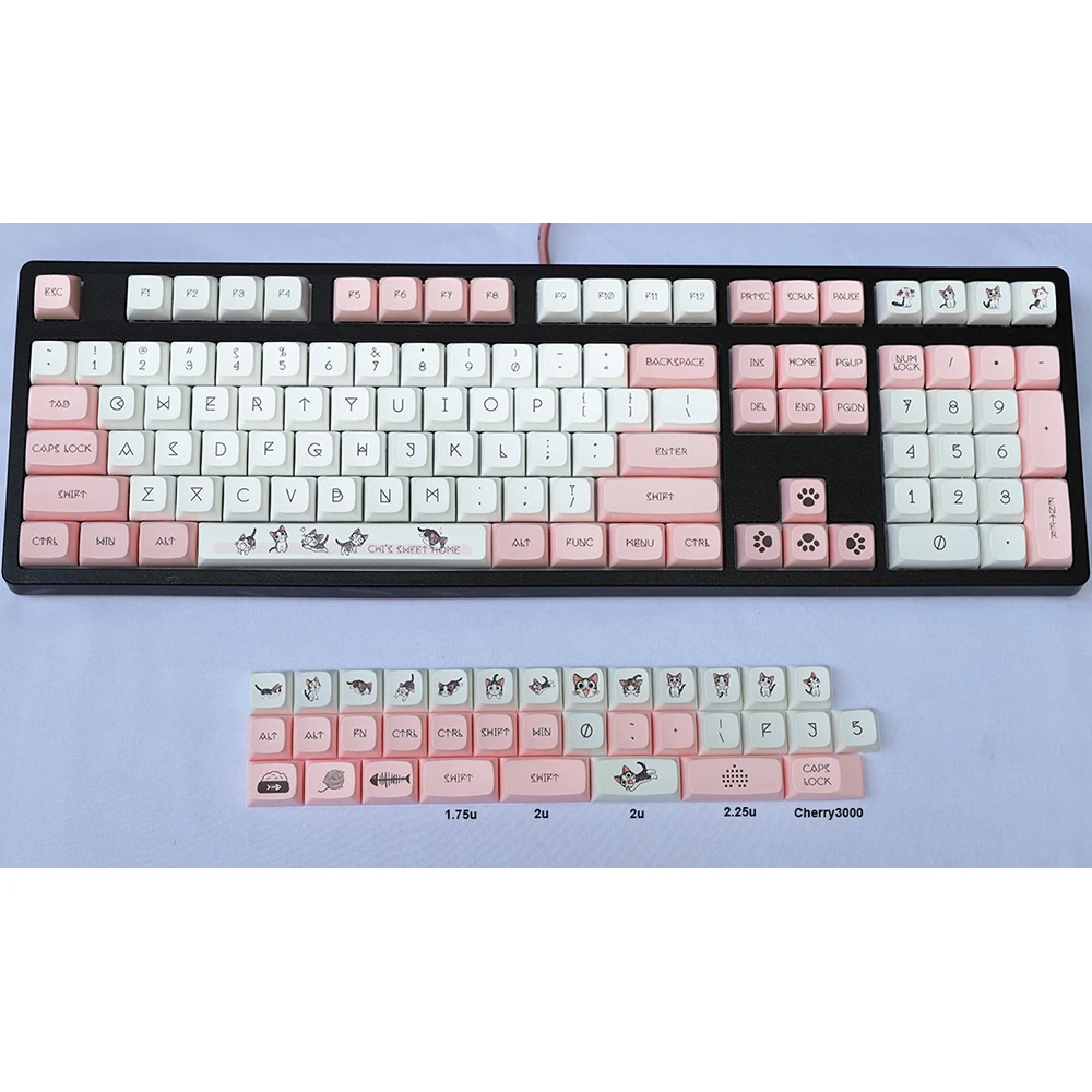 

Колпачки клавиш Pink Cat XDA PBT, краситель для MX переключателей 61 63 64 67 68 84 87 96 104 108, механические клавиатуры