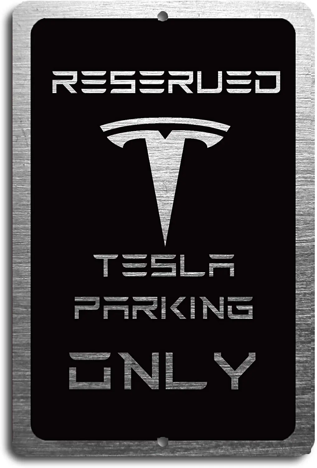 

Voss Collectables Tesla Car Reserved Parking only Aluminum Sign with All Weather UV Protective