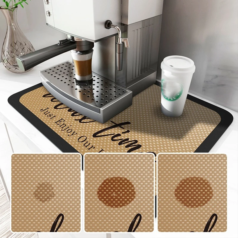 

Coffee Mat Super Absorbent Drying Mat for Kitchen Coffee Maker Mat Quick Dry Bathroom Drain Pad Home Accessories Silicone Mat