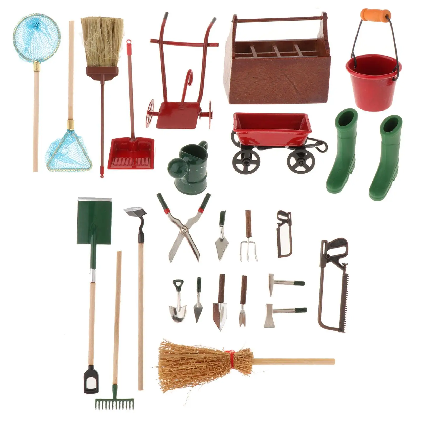 

25Pcs 1:12 Simulation Gardening Tools Miniature Garden Tools for Coffee Dining