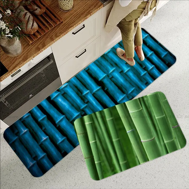 

Bamboo Bathroom Mat Washable Non-Slip Living Room Sofa Chairs Area Mat Kitchen Welcome Rug