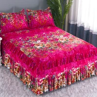 bed skirt thin without pillowcase flower printed fitted bed sheet comfortable bedsheet king queen bedspread mattress cover