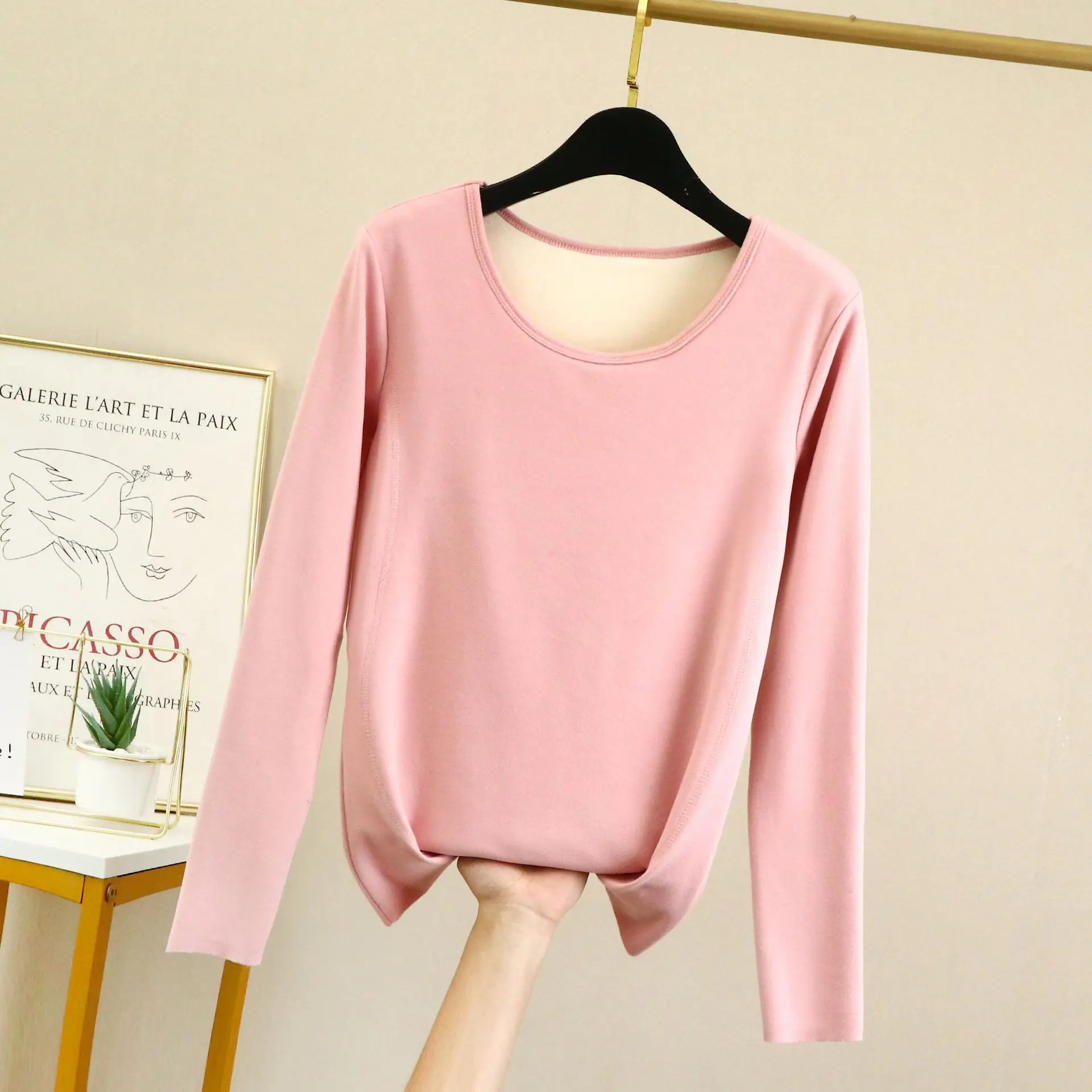 Women thermal top  base layer German Velvet Thicken Warm Autumn Clothes Leisure Inside No Trace Cold Protection Home Underwear