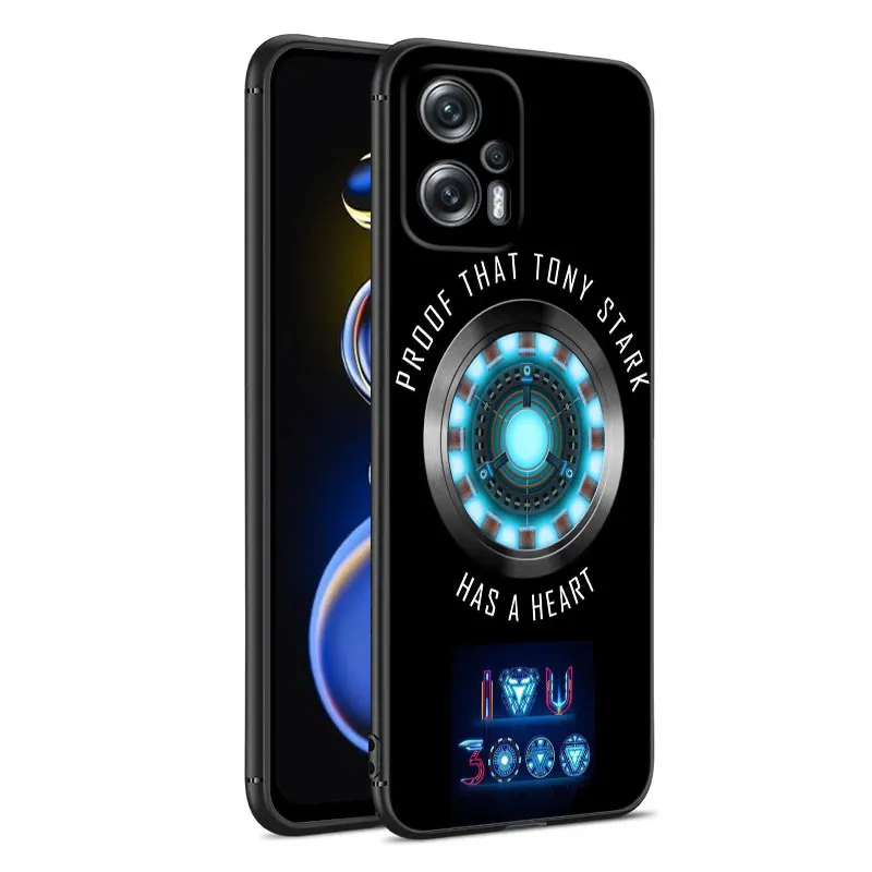 Marvel iron Hero Black Silicone Phone Case For Xiaomi POCO X3 X4 NFC F4 GT F5 F6 M4 M6 X5 X6 NEO Pro 5G M5