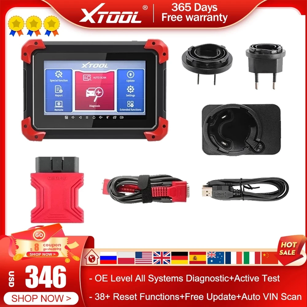 

New XTOOL D7 OBD2 Automotive All System Diagnostic Scanner with 26+ Reset Functions Key Programmer Code Reader Active Test