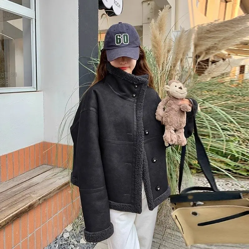 2024 Autumn and Winter New Double-sided Wear Fur Integrated Lamb Wool Outerwear Women Short Maillard Design Sense Motorcycle ...