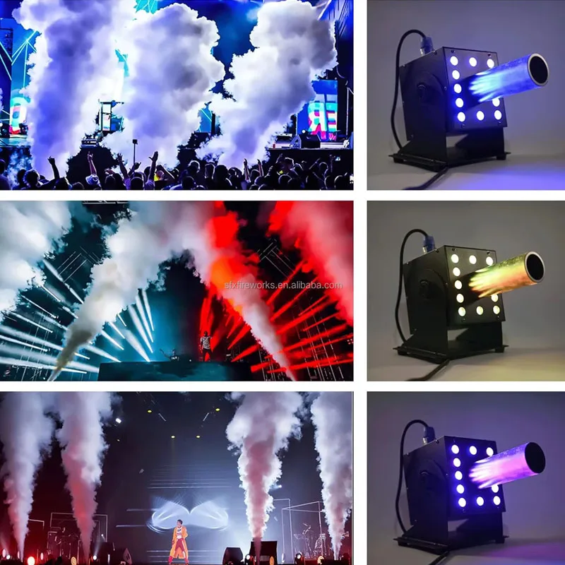 Haze Machine LED Специальный эффект Fog Smoke CO2 Swing Stage DMX512 Moving Head Fogger Jet Spray Cannon для сцены
