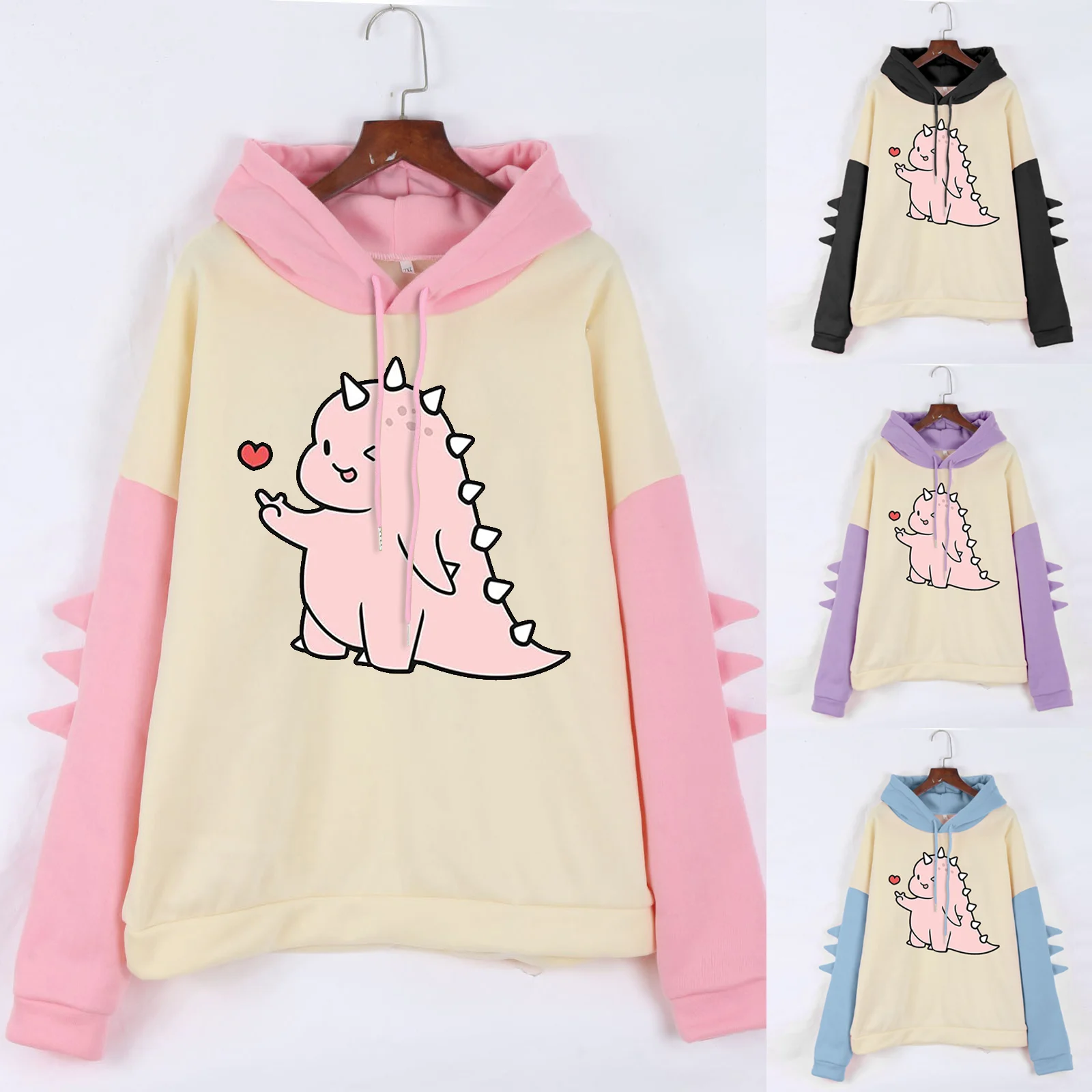 

Little Dinosaur Hooded Sweater Womens Casual Hoodies Pullover Tops Suitable For Winter Autumn Spring Sweatshirts For Teen Girls