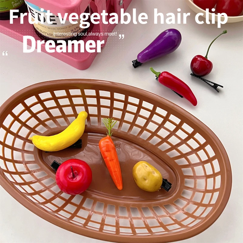 

1Pcs Creative Simulation Fruit Vegetable Hair Clips for Girls Bangs Hairpin Student Cute Broken Headwear Hair Accessories
