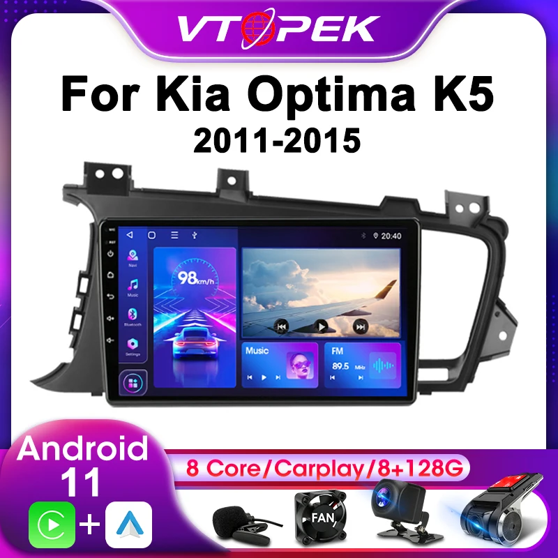 Автомагнитола Vtopek 2DIN для Kia K5 Optima 2011-2015 4G Android 11 мультимедийный видеоплеер