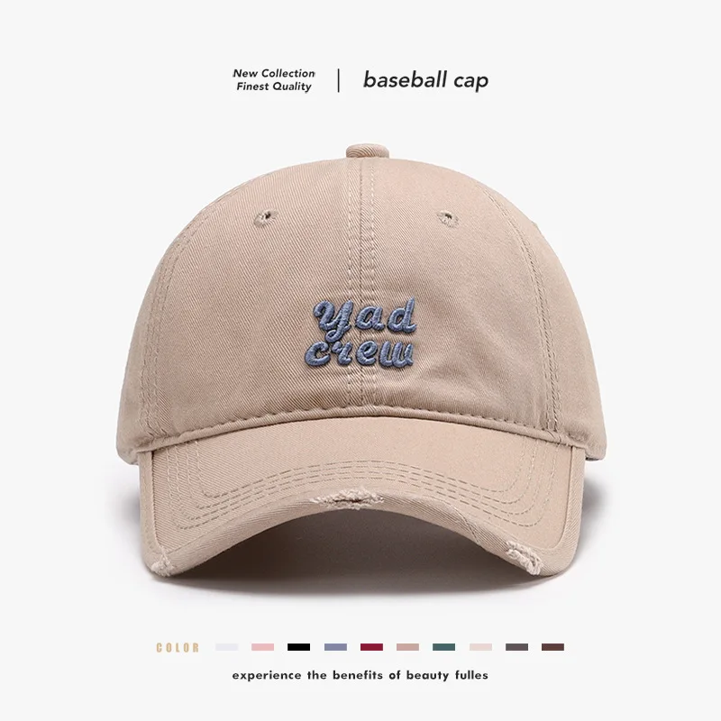 Baseball Cap Summer Soft Top Washable Letter 3D Embroidery Breathable Big Circumference Neutral Cap