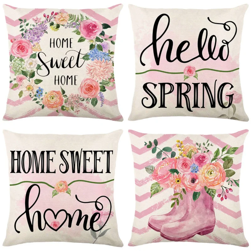 

Розовая Цветочная Красивая наволочка с цветами для девочек, украшение для комнаты, общежития, подушка, чехол для подушки