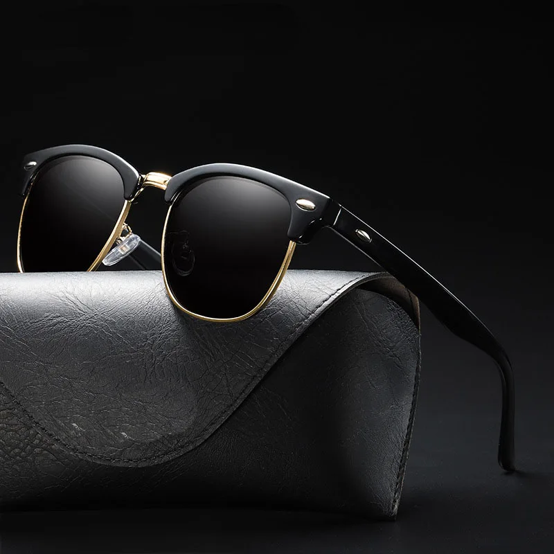 

Classic Semi-Rimless Sunglasses Men's Women 2022 Square Polarized Sun glasses Men UV400 Retro Eyewear XD-6098