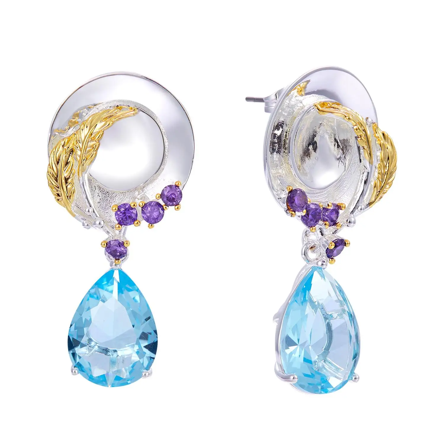 

Dreamcarnival1989 Original Delicate Feminine Earrings for Women Ladies Dress-up Look Blue Tone Cubic Zircon Unique Jewels WE3991