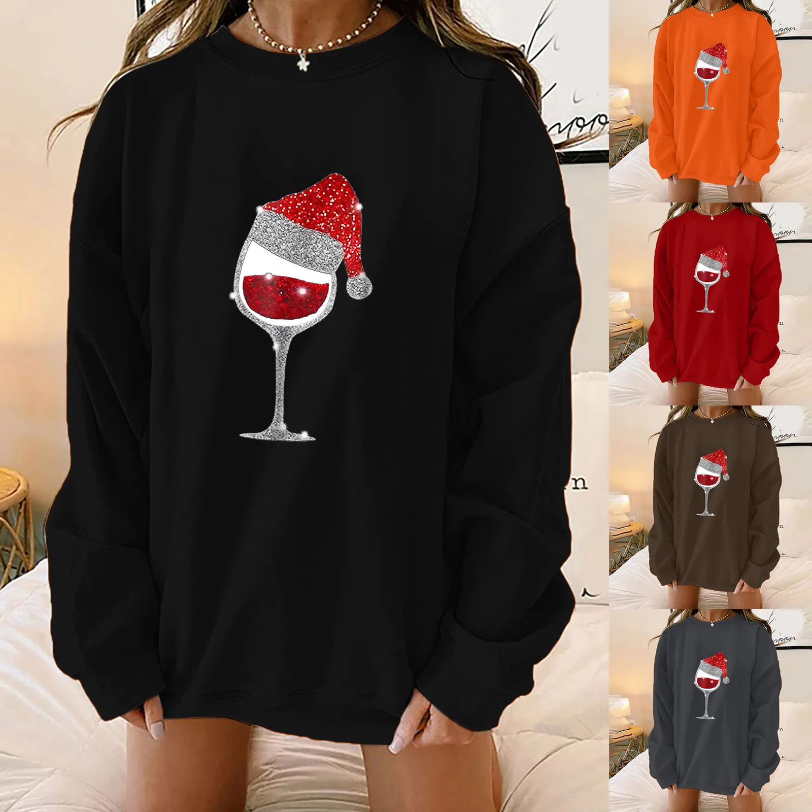 

Women Long Sleeve Sweatshirt Casual Round Neck Loose Pullover Autumn Sweatshirt Tops Front Zip Yoga Top