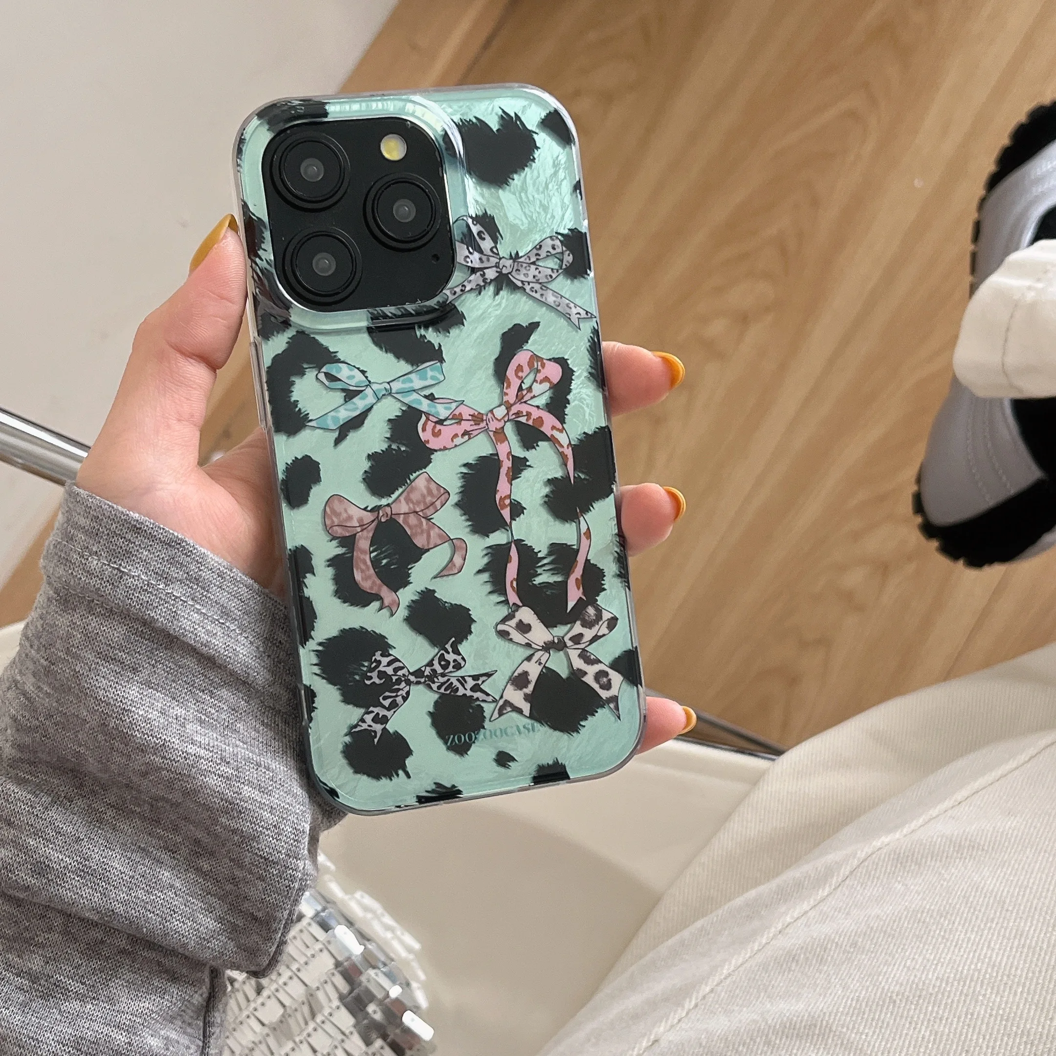 Двухслойный чехол для телефона в Корейском стиле с принтом Лев и мятно-зеленого