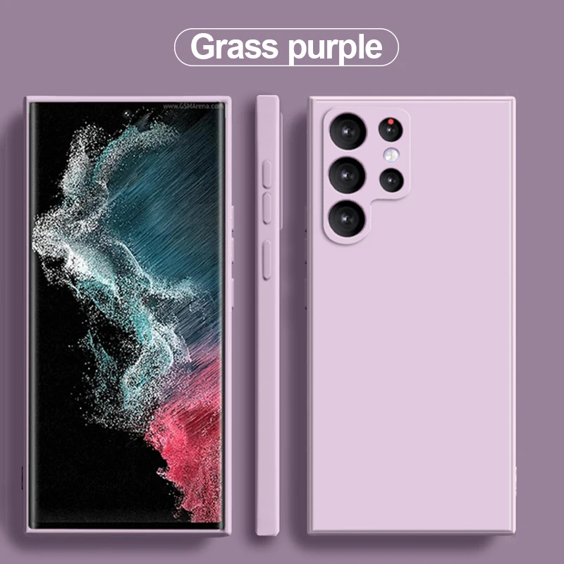 Роскошный квадратный Оригинальный чехол из жидкого силикона для Samsung S23 S22 S21 FE S20