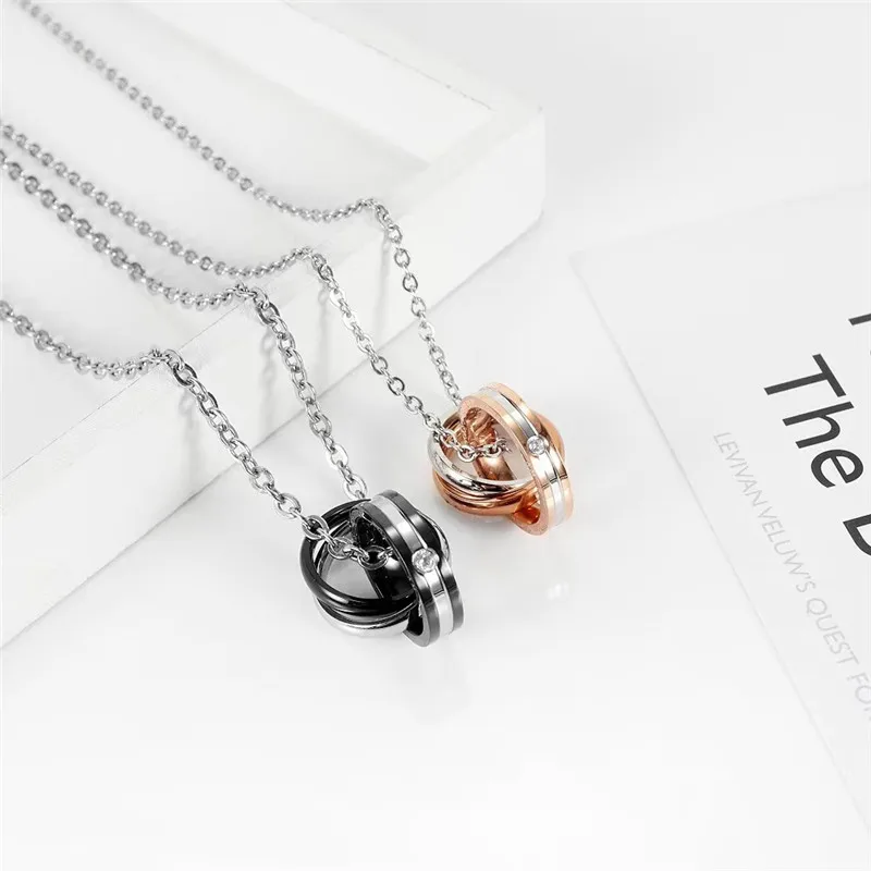 

2022 Couple Necklace Trendy Glamour Jewelry Rings Necklace For Women&Men Fashion Choker Sparkling Charm Girl Boy Party Gift