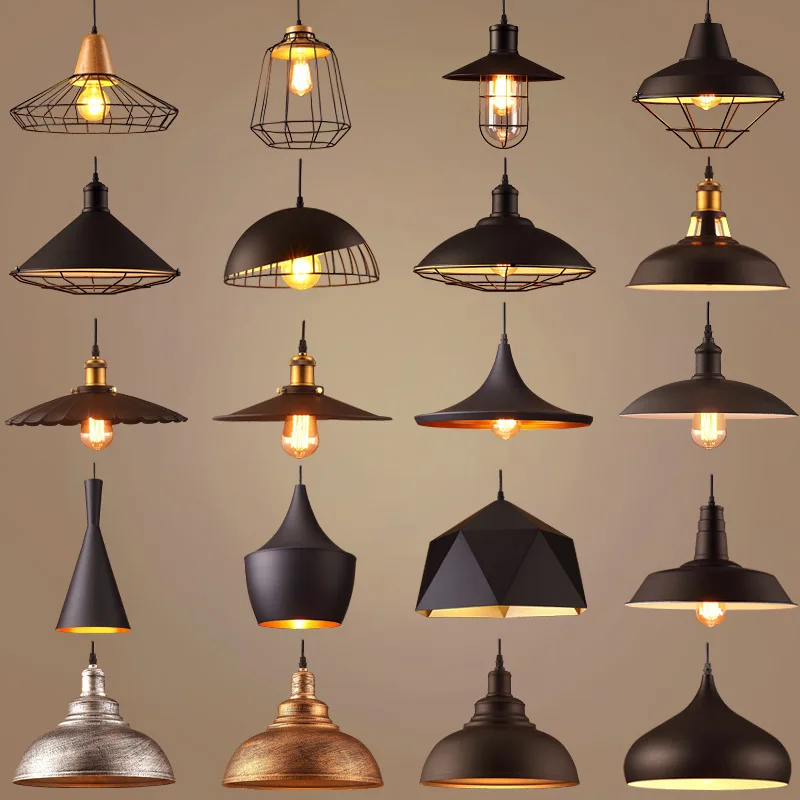 

Creative Iron Pot Lid Simple Restaurant Luminaire American Retro Nordic Snack Table Lamp Pendant Lamp