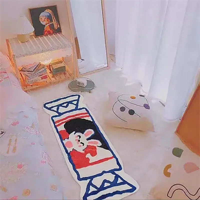 Симпатичные флокированные коврики в форме кролика и напитков напольные кота