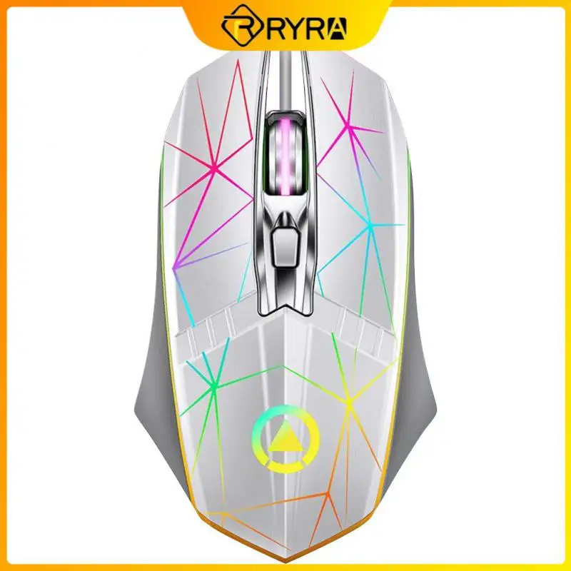 

Проводная игровая мышь RYRA, офисная металлическая игровая мышь с 4 кнопками, светящаяся проводная USB-мышь, компьютерные аксессуары для ноутбу...