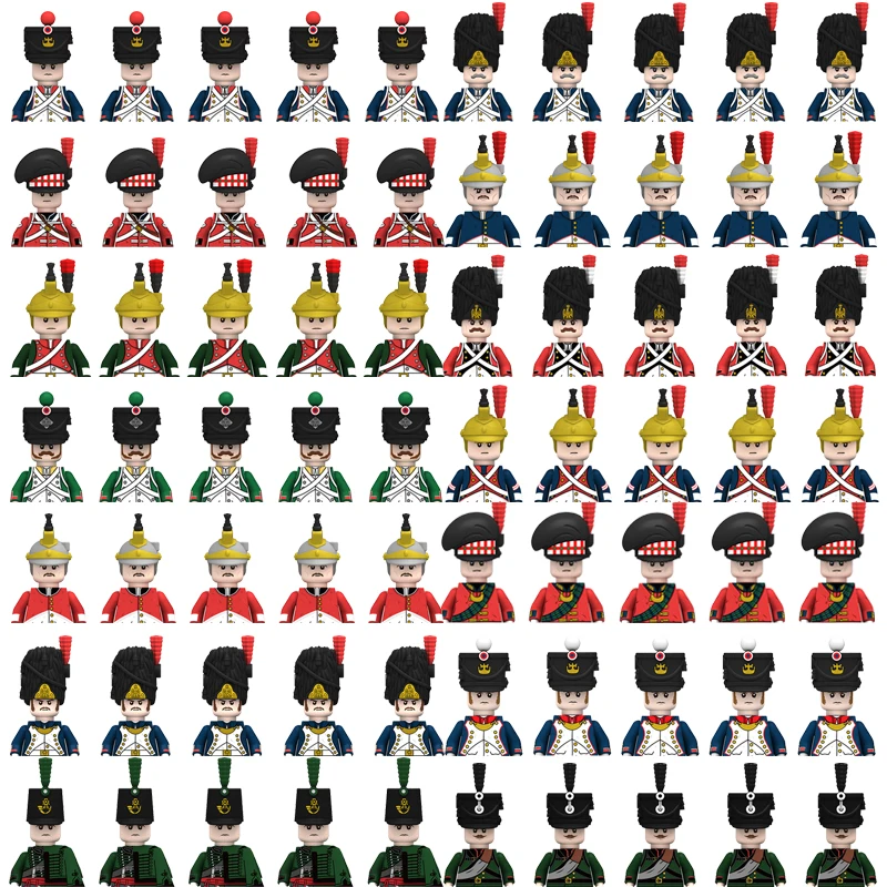 

10pcs Napoleonic Wars Military Soldiers Building Blocks WW2 Mini Figures French British Fusilier Rifles Weapons Toys For Kids