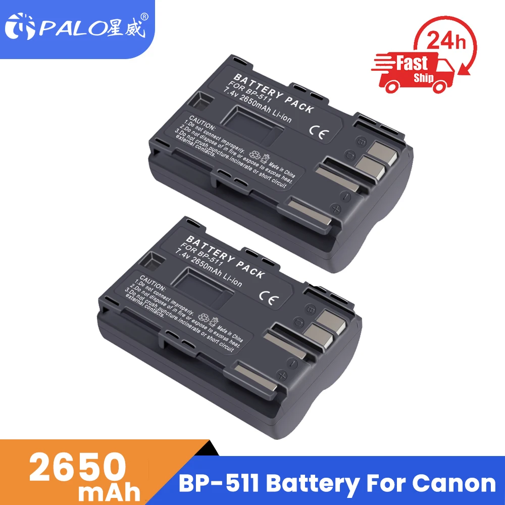 

PALO BP-511 BP 511 BP511 BP511A Battery + LCD USB Dual Charger for Canon EOS 40D 300D 5D 20D 30D 50D PowerShot G1 G2 G3 G5