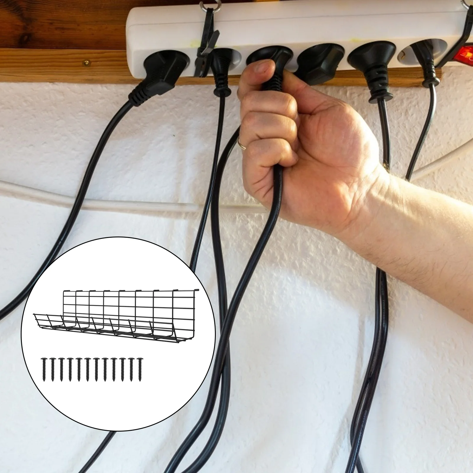 

1pc Under Desk Wire Storage Rack Under Desk Cable Organizer Wire Cable Tray