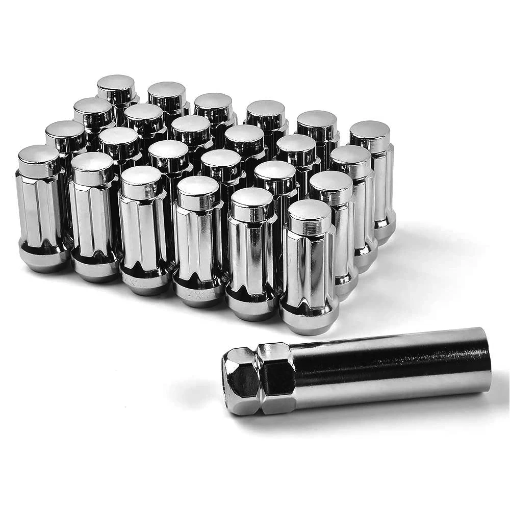 

24 шт. гайки с проушинами колеса M14x1,5, черные или хромированные гайки 14x1,5, шлицевые гайки для Chevy Suburban 1500/Avalanche 6, колеса послепродажного обслуживания