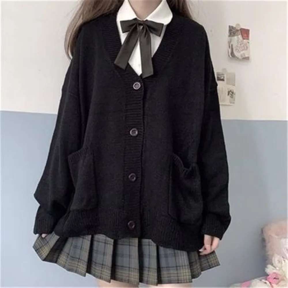 

,Japan School Sweater Spring and Autumn V-neck Cotton Knitted Sweater JK Uniforms Cardigan Multicolor Girls Student Cosplay